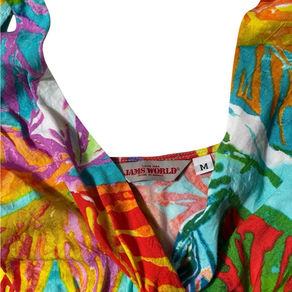 Jams World Colorful Palm Leaf Hawaiian Rayon Sleeveless Tank Dress Womens Medium - Picture 6 of 8